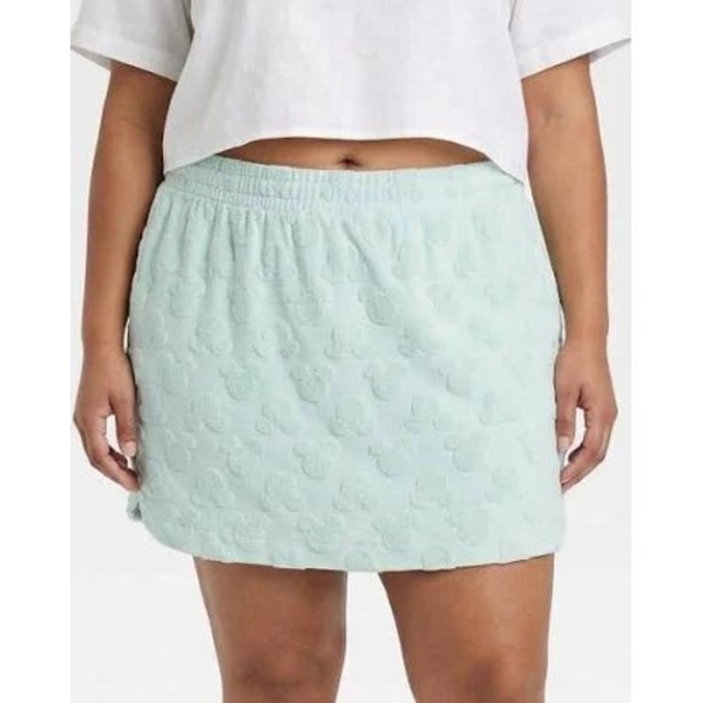 Disney Mickey Mouse‎ Embossed Terry Cloth Skirt Mint Green Size XL 16-18